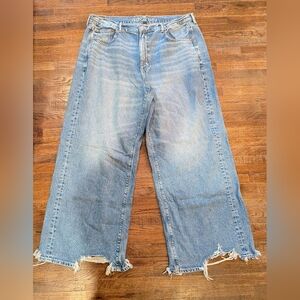 American Eagle DREAM DRAPE Super High Waisted Baggy Wide Leg Jeans Sz 16R